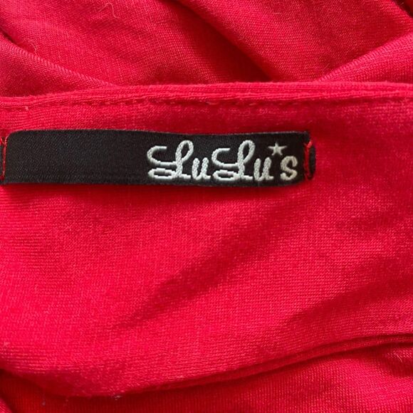 Lulus Vintage 2000's Made in USA Red Sexy Vampy Open Low Back Midi Dress M - Picture 7 of 8